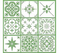 Set di stencil riutilizzabili da parete, piastrelle, pavimenti, stile messicano, per dipingere pareti, piastrelle, pavimenti, tela, legno, tessuto, mobili, artigianato, decorazione per la casa (9
