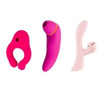 Set di stimolatori clitoridei Hugbox Premium da 3 pezzi, in silicone chirurgico, USB, garanzia di 2 anni