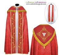 Set di stole e mantello rosso con ricamo HOLY SPIRIT, Capa pluviale, Chape,...