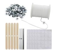 Set di stoppini per candele senza fumo, 61 m, in cotone, per candele, con 100 basi, 3 adesivi double face, 2 portacandele in metallo e 5 supporti in legno