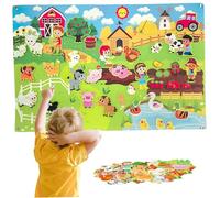 Set di storie di board di feltro, animali da agria da 41x30 pollici di fattoria sentita per i più piccoli, attività di parete di apprendimento precoce per bambini, impiccagione interattiva per i set