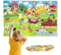 Set di storie di board di feltro, animali da agria da 41x30 pollici di fattoria sentita per i più piccoli, attività di parete di apprendimento precoce per i più piccoli, impiccagione interattiva per