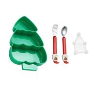 Set di stoviglie a tema festivo per le vacanze, servizio completo per quattro persone, con piatti, ciotole, tazze e utensili da portata, ideali per riunioni e celebrazioni di famiglia (verde, 21 5 x