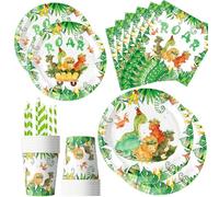 Set di stoviglie decorative per feste di compleanno, 60 pezzi, piatti di carta, decorazione per il compleanno dei bambini, include piatti per il compleanno dei bambini, bicchieri da dinosauro,
