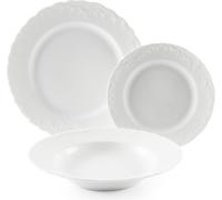 Excelsa Elisa Rococò Servizio Piatti 18 Pezzi, Porcellana, Bianco