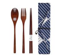 Set di stoviglie giapponesi da 4 pezzi in un sacchetto di stoffa in stile giapponese, con 1 forchetta, 1 cucchiaio e 1 bacchetta, stoviglie da viaggio all'aperto, borsa da cucina, adatta per scuola,