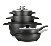 Set di stoviglie Goditi ogni giorno innovando in cucina o preparando le ricette più tradizionali con il set di pentole e padelle briebe MGK-1819, che ti offre la possibilità di cucinare in modo sano e