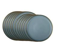 Set di stoviglie in ceramica con bordo dorato opaco cucchiaio, ciotola for cereali, piatto da dessert, bistecca for cena Servizio da tavola in gres porcellanato(6 people plate set)