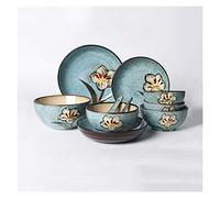 Set di Stoviglie in Ceramica, Piatti Piani Antiaderenti Smaltati, Adatti al Microonde E al Forno, Lavabili in Lavastoviglie, 10 Pezzi per 2 Persone, Piatti Piani Regalo Freschi Ed Eleganti