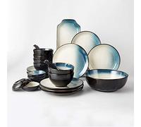 Set di Stoviglie in Ceramica, Set di Piatti E Ciotole da 28 Pezzi, Adatto al Microonde E alla Lavastoviglie, Colore sotto Smalto Ad Alta Temperatura di 1250°c