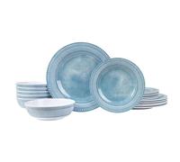 Set di stoviglie in melamina AELS da 18 pezzi, set di piatti per uso interno ed esterno, set di piatti e ciotole in melamina per 6 persone, lavabili in lavastoviglie, leggero e infrangibile, senza BPA