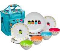 Set di stoviglie in melamina Flamefield Camper Smiles 12 pezzi