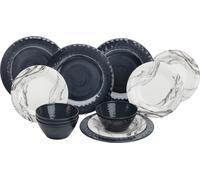Set di stoviglie in melamina marble 12 pezzi