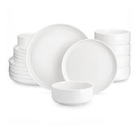 Set di stoviglie in porcellana ceramica da 18 pezzi serie MALACASA Luna con 6 piatti per cena/dessert, set di stoviglie per ciotole per 6