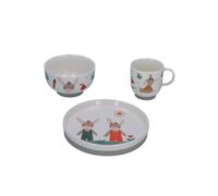 Sterntaler Set di stoviglie unisex per bambini, in porcellana, 3 pezzi, asino, set per la colazione, stoviglie per bambini, colore: bianco