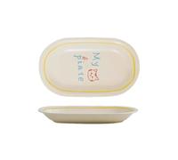 Set Di Stoviglie, Modello Di Gatto Carino Multiuso for La Ristorazione Uso Quotidiano Ceramico In Colore Cremoso for Tutte Le Occasioni(Oval plate)