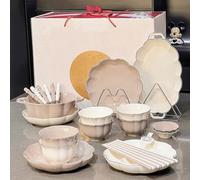 Set di Stoviglie per 6 Persone, 27 Pezzi di Stoviglie in Ceramica, Stoviglie Sane Senza Piombo E Senza Cadmio, Stoviglie Resistenti con Smalto Ad Alta Temperatura (26 Piece Set)
