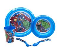 SET DI STOVIGLIE PER BAMBINI DA 5 PEZZI. PIATTO, CIOTOLA, BICCHIERE DA 260 ML E POSATE. SENZA BPA | AVENGERS HERALDIC ARMY