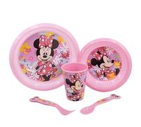 SET DI STOVIGLIE PER BAMBINI DA 5 PEZZI. PIATTO, CIOTOLA, BICCHIERE DA 260 ML E POSATE. SENZA BPA | MINNIE MOUSE SPRING LOOK