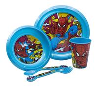 Set di stoviglie per bambini riutilizzabili da 5 pezzi: bicchiere, piatto, ciotola e posate Spider-man