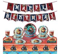 Set di stoviglie per compleanno dei pirati, per feste di compleanno dei bambini, per 10 ospiti, per feste di compleanno dei bambini, per feste di compleanno dei bambini