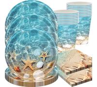 Set di stoviglie per feste, Forniture per feste in mare,piatti per feste con animali marini,60PCS ovaglioli per decorazioni per feste di compleanno del mondo,piatti per feste con animali marini