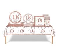 Set di stoviglie per feste per il 18°compleanno,oro rosa bianco,69 pezzi,decorazione per il 18° compleanno,ragazza ,tovagliolo,piatti di carta,tablecloth ,tazze di carta, lei 18° Decorazione da tavolo