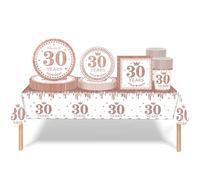 Set di stoviglie per feste per il 30°compleanno,oro rosa bianco,69 pezzi,decorazione per il 30° compleanno, donne,tovagliolo,piatti di carta,tablecloth ,tazze di carta, lei 30° Decorazione da tavolo