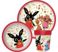 Set di stoviglie riutilizzabile per bambini - Set composto da 3 pezzi: Piatto, ciotola e bicchiere per bambini e bebé con base antiscivolo - Senza BPA (per Bing)