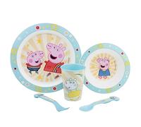 Set di stoviglie riutilizzabili per bambini e microonde, composto da bicchiere, piatto, ciotola e posate Peppa Pig