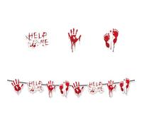 Set di stoviglie usa e getta per Halloween Horror Impronte di mani insanguinate piatti tazze tovaglioli festa di Halloween decorazione della tavola della casa forniture