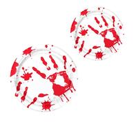 Set di stoviglie usa e getta per Halloween Horror Impronte di mani insanguinate piatti tazze tovaglioli festa di Halloween decorazione della tavola della casa forniture