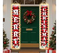 Set di striscioni natalizie a forma di bufalo, rosso, nero, per interni ed esterni, porta di casa, veranda