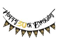 Set di striscioni per compleanno, colore nero, oro, con scritta "Happy Birthday", decorazione per feste di compleanno, unisex, accessorio decorativo per feste di compleanno (18 compleanni)