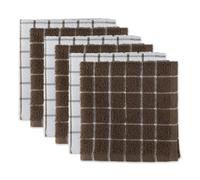Set di strofinacci DII Basic Terry Collection Windowpane 12x12 Marrone 6 pezzi