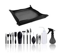 Set di Strumenti Bonsai Giardinaggio(15 Pezzi), Mini Attrezzi da Giardino in Miniatura Fairy Garden Tools Kit Strumenti per Bonsai Impianto Set con Forbici, Stuoia, Trapiantare Tool Annaffiatoio etc.
