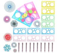 Set di strumenti da disegno Spirograph 20 pezzi, 10 righelli geometrici con 10 penne a sfera multicolori, strumento multifunzionale per disegno - Regalo per feste di compleanno per bambini