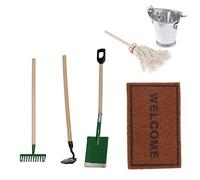 Set di strumenti da giardinaggio in miniatura Strumenti per la pulizia della fattoria delle case delle bambole Accessori per scope per tappeti Simulazione di mini modelli funzionanti - Strumento pe