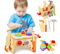 Set di strumenti di Natale per bambini - 29 pezzi in legno per bambini, giocattolo Montessori STEM educativo per il finto gioco di costruzione, adatto per bambini e bambine di 4, 5, 6 anni, il miglior