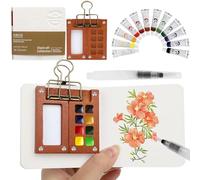 Set Di Strumenti Di Pittura Portatili, Set da Viaggio per Acquerelli, Mini Tavolozza da Viaggio per Colori, Mini Acquerelli Tavolozza di Pittura ad Acquerello in Legno, Set Di Pittura Da Viaggio
