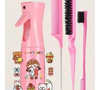 Set di strumenti per acconciatura 1/3/4/5/6/7 pezzi con spazzola, flacone spray, flacone per nebulizzazione capelli, bottiglia d'acqua trasparente, pettine a coda di topo, spazzola per controllo dei b