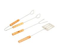 Set di Strumenti per Barbecue 3PCS, Spatola Pinze Forchetta in Acciaio Inox, Kit di Utensili per Grigliate, Accessori per Cucinare all'Aperto