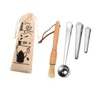 Set di Strumenti per Caffè in Acciaio Inox, Cucchiaino con Clip | Spazzola in Setole e Clip a Molla Forte, Borsa Inclusa, per Dispensa e Bar Caffè