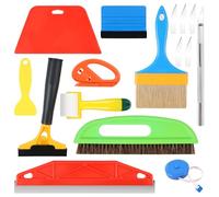 Set di strumenti per carta da parati, 16 pezzi, con ruote a pressione, taglierino, spatola, pennello, strumenti professionali per tappezzeria per carta da parati, quadri da parete