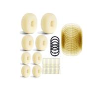 Set di Strumenti per Chignon e Retine per Capelli, con 8 Strumenti per Chignon da Donna, 10 Retine Invisibili Marroni, 5 Elastici e 40 Forcine A U