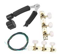 Set di Strumenti per Chitarra 3-in-1 Accessori per Strumenti Neri con Testine Placcate in Oro, Corde Tagliate, Pulsanti Roll, Chiodi per la Riparazione, Tono Luminoso per