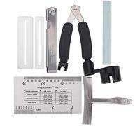 Set di strumenti per chitarra che include calibro per raggio di levigatura, protezioni per tastiera con righello ad azione di corde per l'impostazione di chitarra e basso