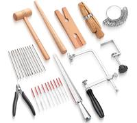Set di strumenti per gioiellieri tra cui gioielliere sega telaio morsetto perno morsetto diamante ago lima in legno anello morsetto e mandrino misuratore anello strumento di misurazione gioielliere