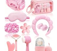 Set di strumenti per la cura della pelle e il massaggio facciale 13/8/3/1 pezzi, include: fascia per capelli per il trucco, 2 polsini per lavare il viso, spazzola per la pulizia del viso, rullo di ghi