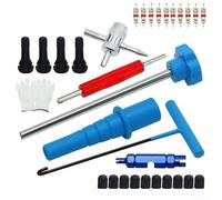 Set di strumenti per la rimozione della valvola degli pneumatici dell'auto con estrattore per nucleo valvola, kit di riparazione per valvole degli pneumatici, blu, 22 x 9 cm (30 pezzi)